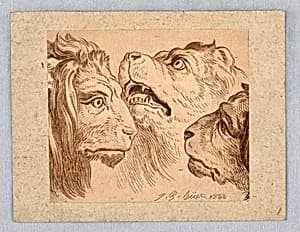 Three Lion Heads by Jean-Baptiste Huet, French, 1745 – 1811
