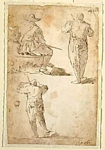 Three Men by Domenico Gargiulo, called Micco Spadaro, Italian, 1609 - 1675