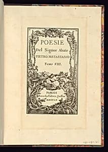 Title Page by Pietro Metastasio, Italian, 1698 – 1782