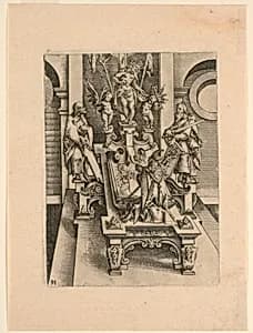Tomb Sculpture (?) by Wendel Dietterlinn the Elder, 1551 – 1599