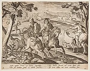 Trapping deer by Jan van der Straet, called Stradanus, Flemish, 1523–1605