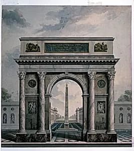 Triumphal Arch on an Ideal Piazza by Gaetano Frizzati, Italian