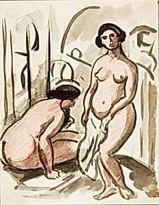 Two Nude Figures by Carl Newman