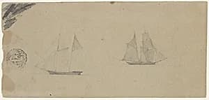 Two Sailing Ships by Frederic Edwin Church, American, 1826–1900