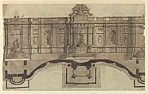 Wall Fountain Elevation by Pellegrino Sabbatelli, Italian
