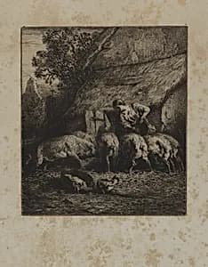 Woman Feeding Hogs by Unidentified (British)