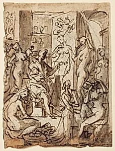Zeuxis painting Helen by Jan van der Straet, called Stradanus, Flemish, 1523–1605