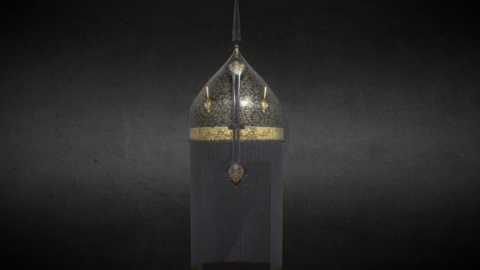 Ornate Kulah Khud Helmet (Low Poly Game Ready)