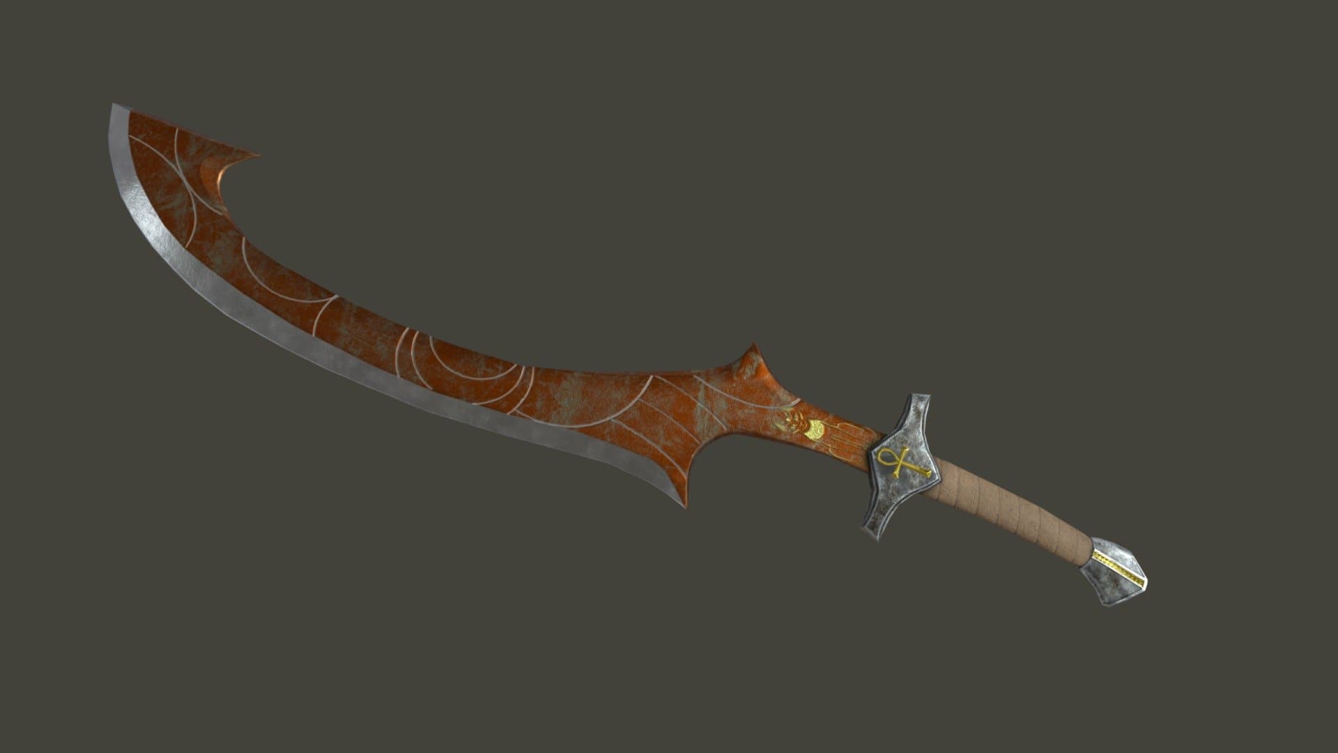 Egyptian Sword Game Ready Model