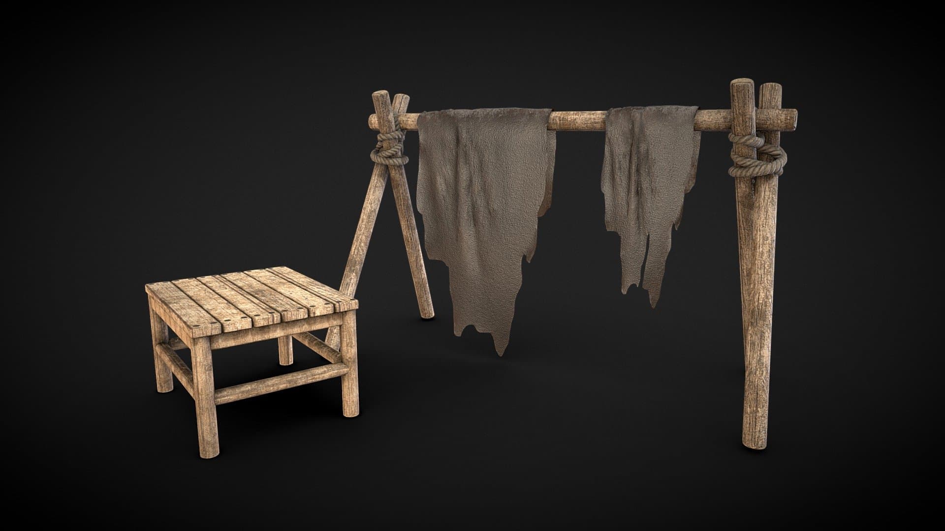 Medieval Market/ Leather Hanger & Stool