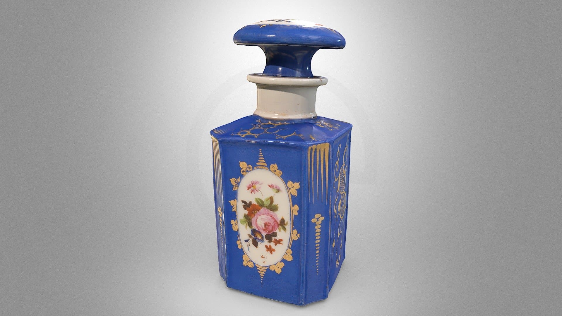 Porcelain bottle with a floral medallion