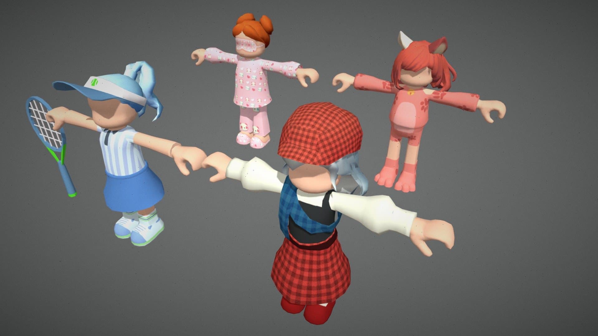 3D cute Character Outfit Pack for Mobile Games