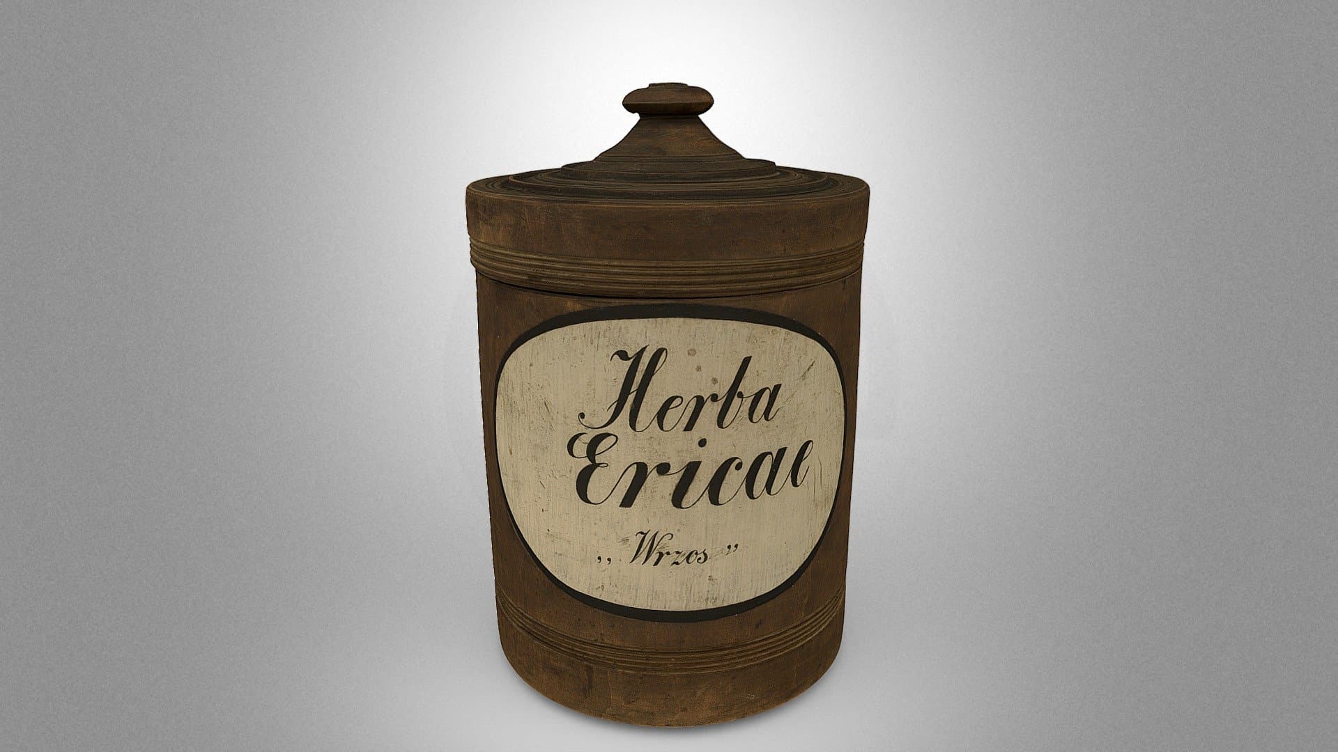 Wooden apothecary vessel for heather herb