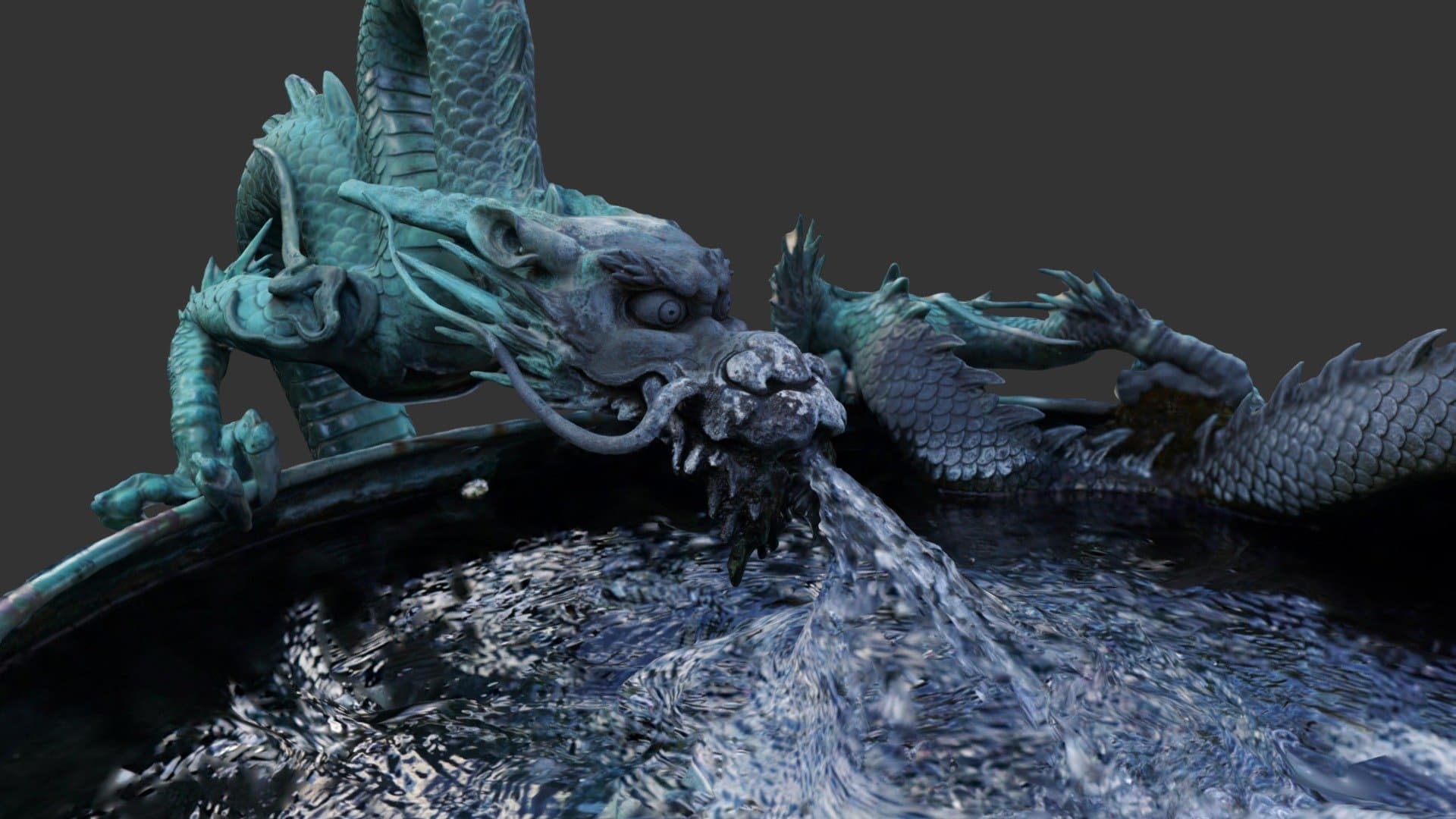 Fountain with a dragon in Nikko, Japan