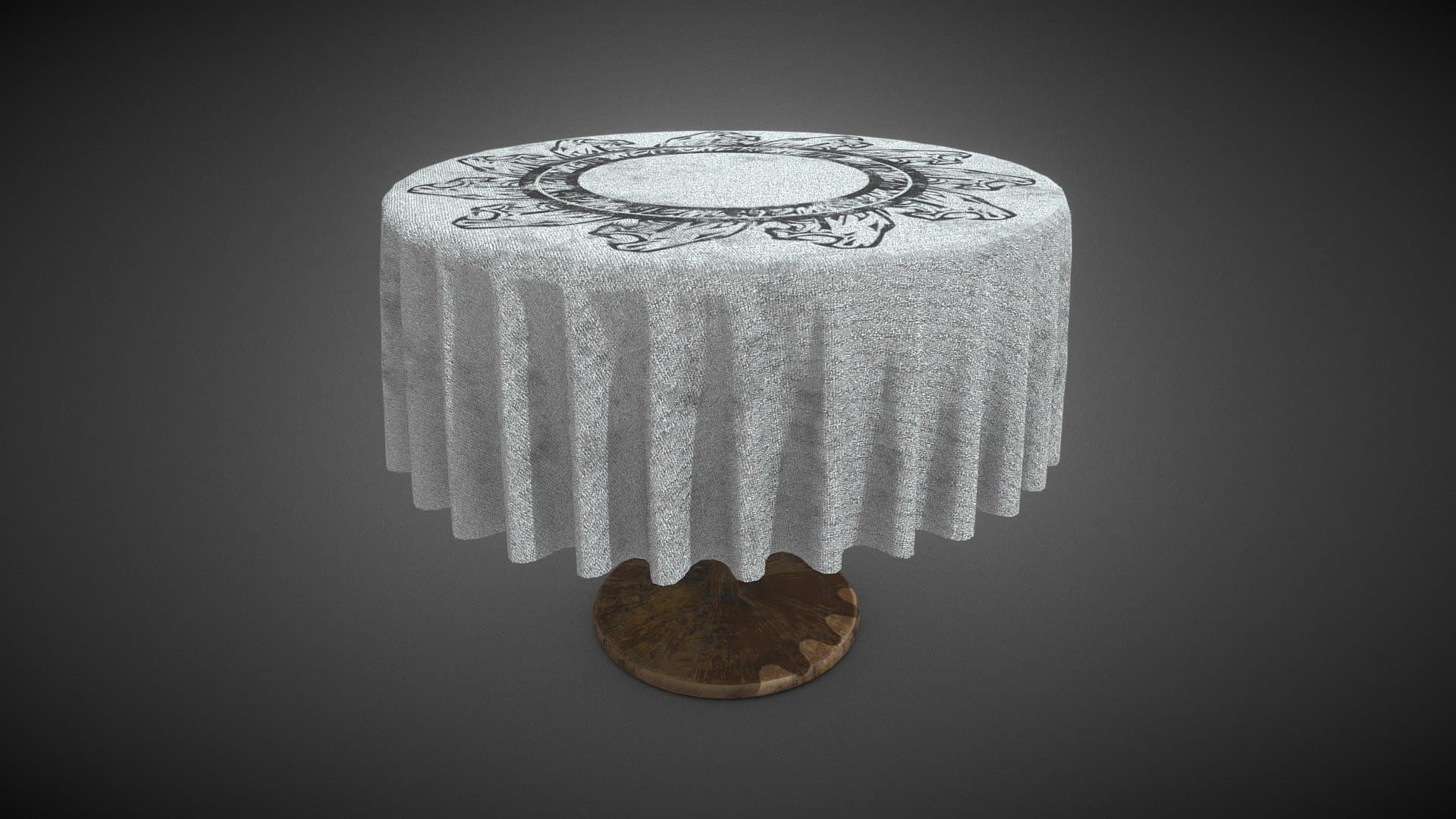 Medieval Round Table with Cloth