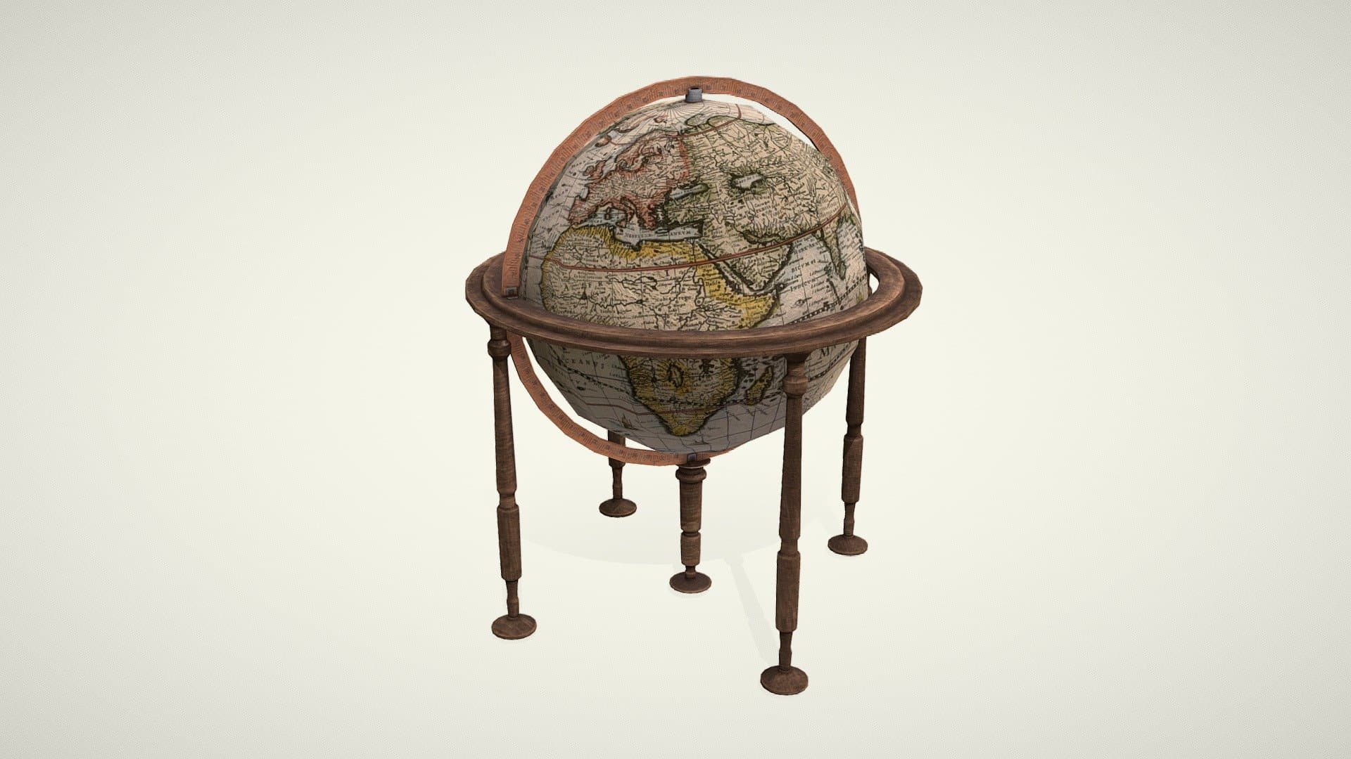 Globe on a wooden stand in Victorian style