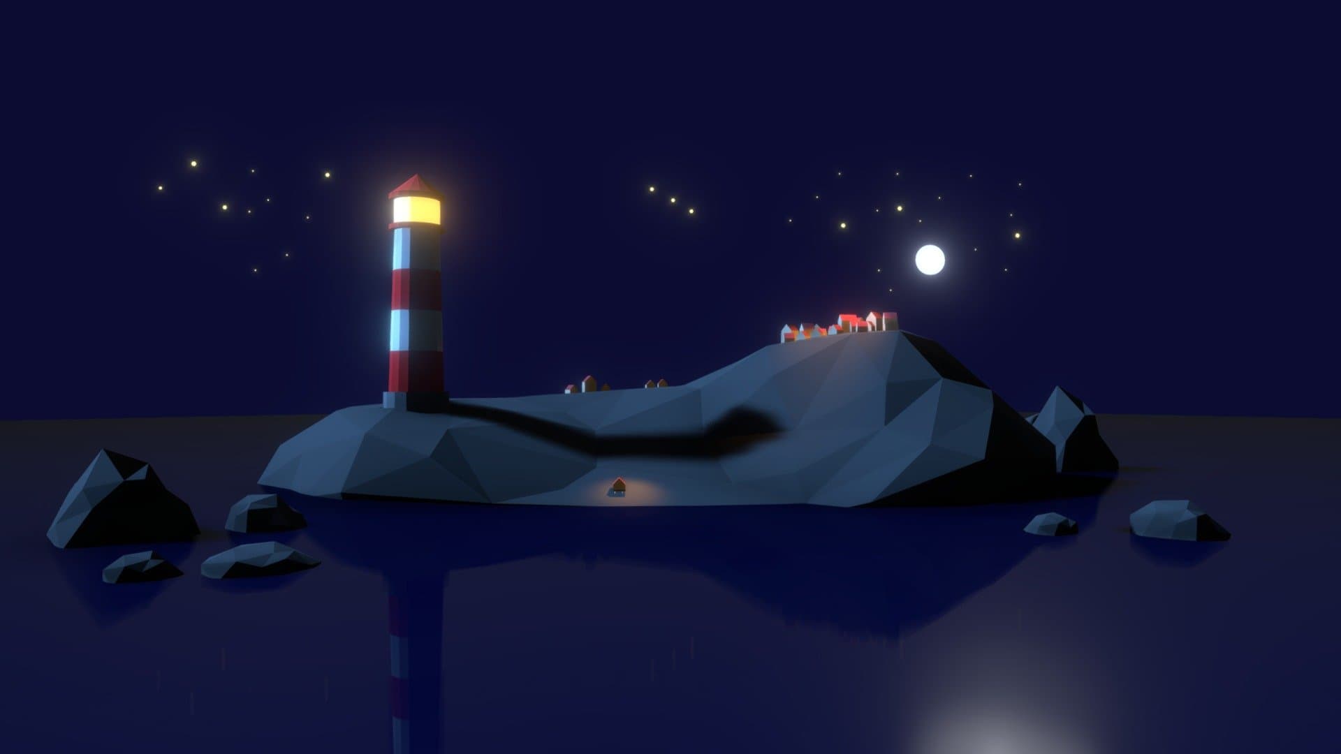 Lighthouse & Village - LowPoly Scene