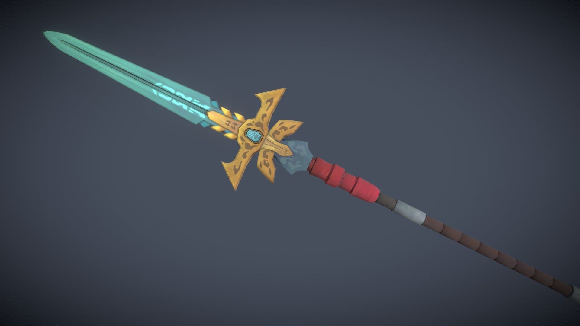 Stylized Fantasy Spear - Hand-painted 3D Weapon