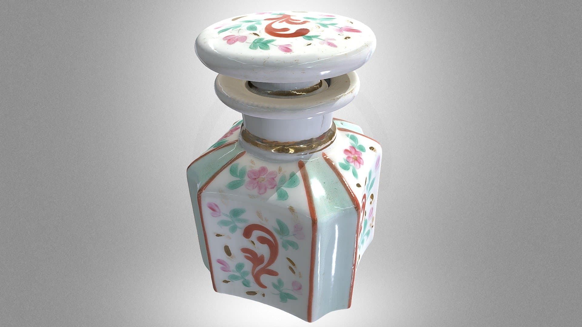 Perfume bottle with floral ornamentation
