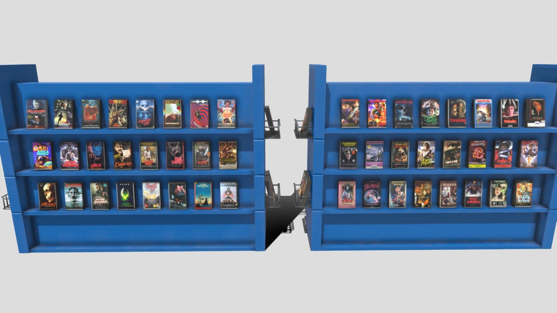 VHS Rack with Horror & Sci-Fi Classics 🎥👻