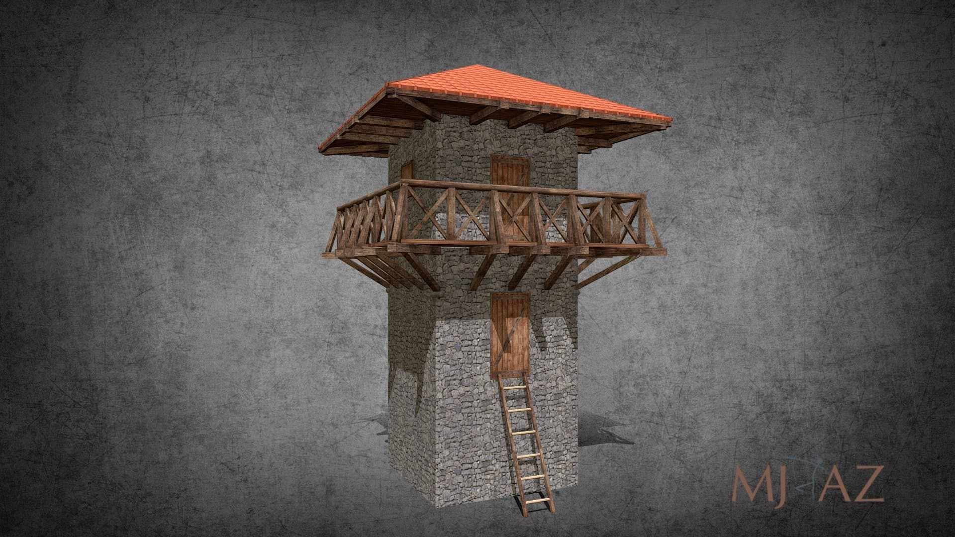 Rectangular stone watchtower