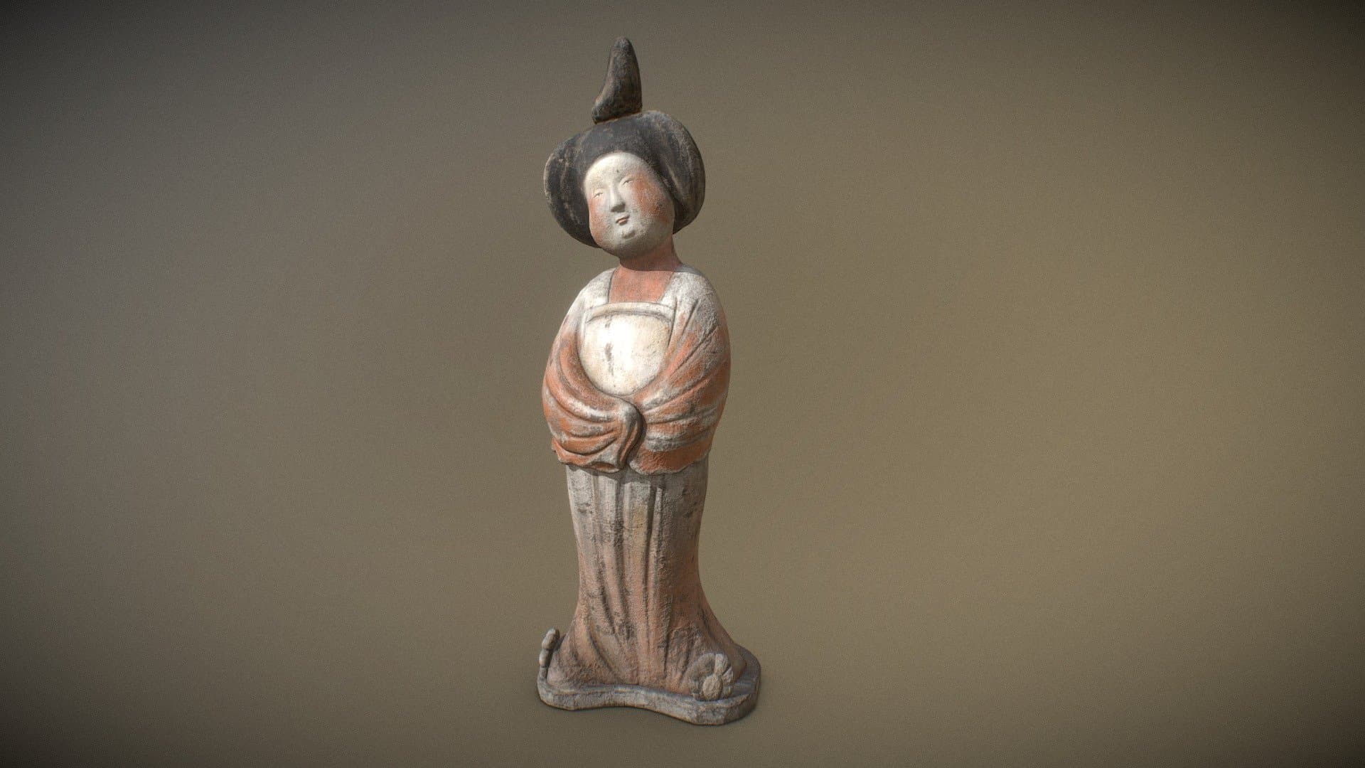 Painted female figurines of Tang pottery