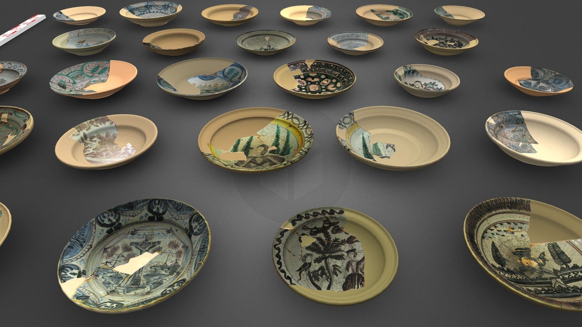 The collection of plates and bowls