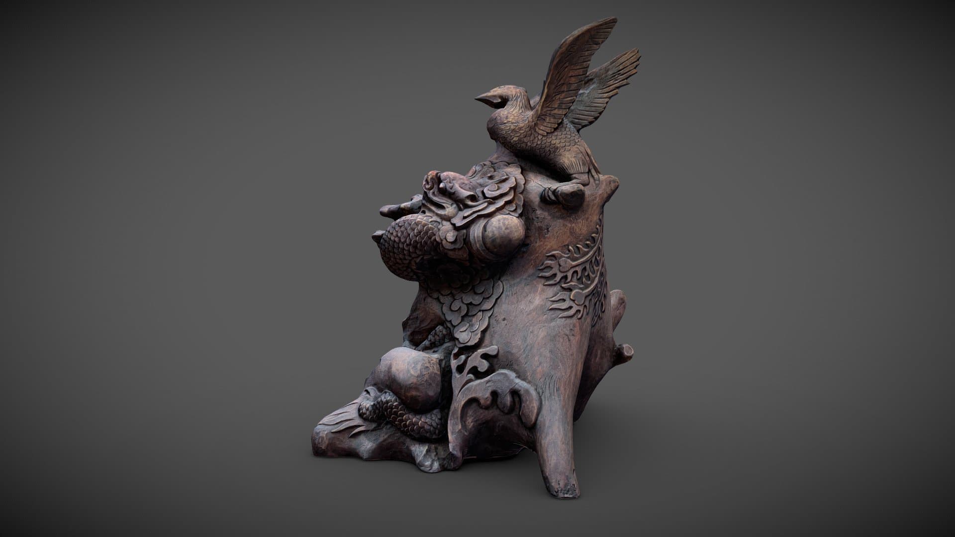 龙凤呈祥  杂木雕  The Dragon And The Phoenix