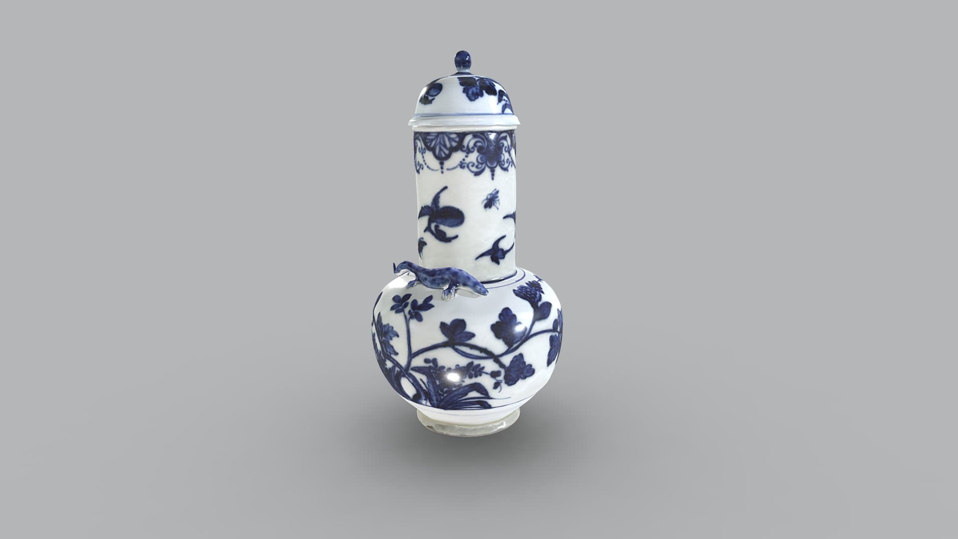 Deckelvase mit Eidechse belegt, Meissen