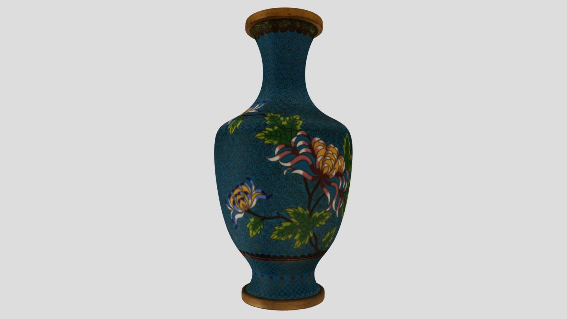 Chinese Cloisonne Glass Enamel Vase #2