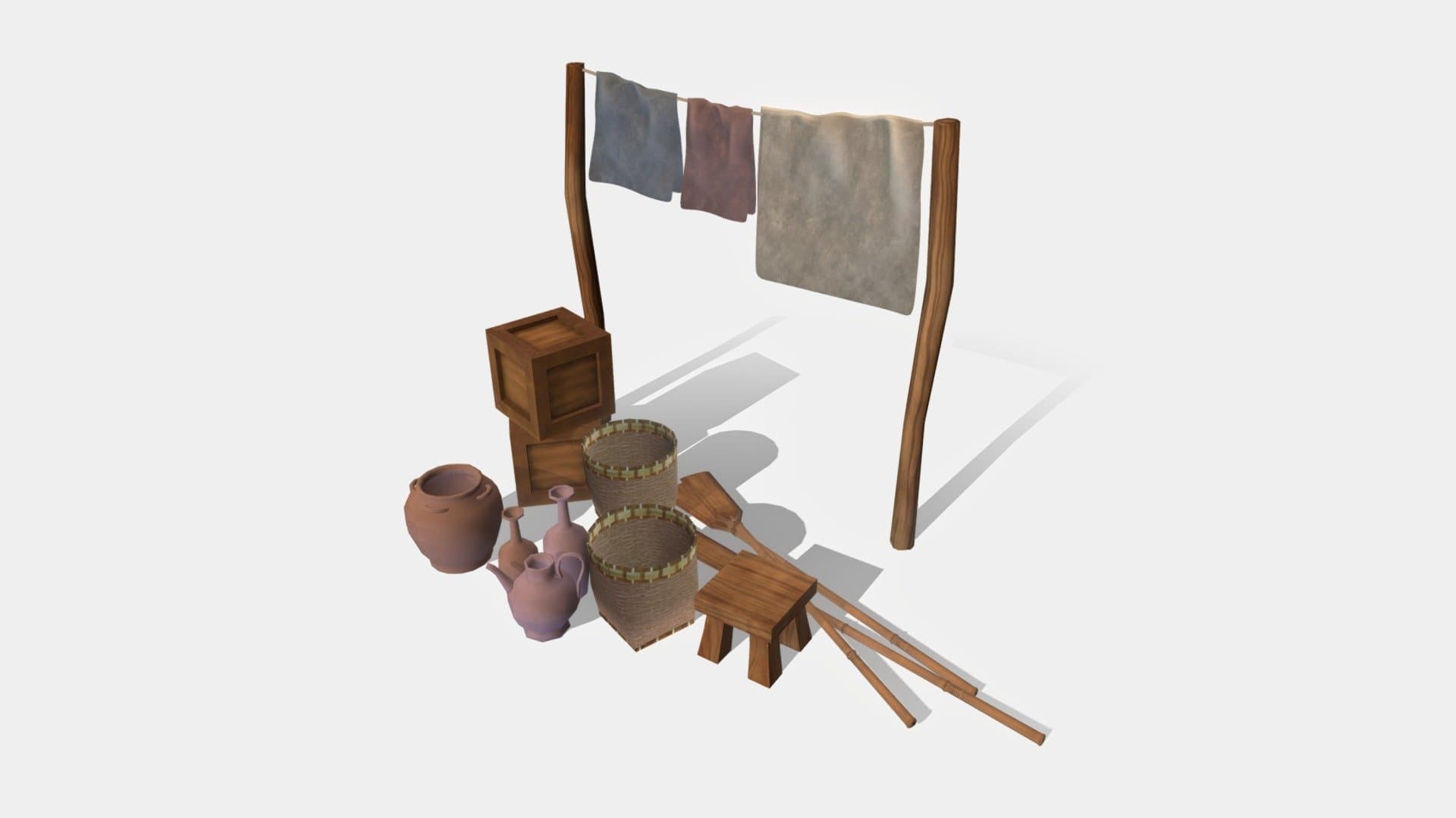 Low Poly Ancient Villagers' Items
