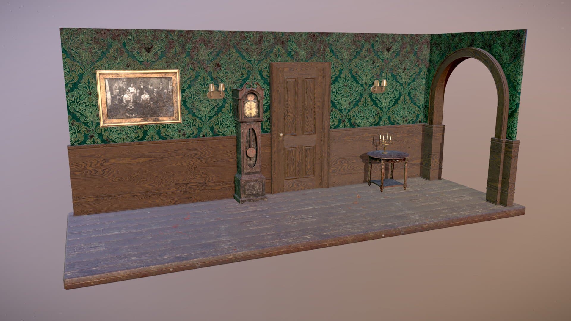 Haunted Victorian Mansion Hallway Diorama