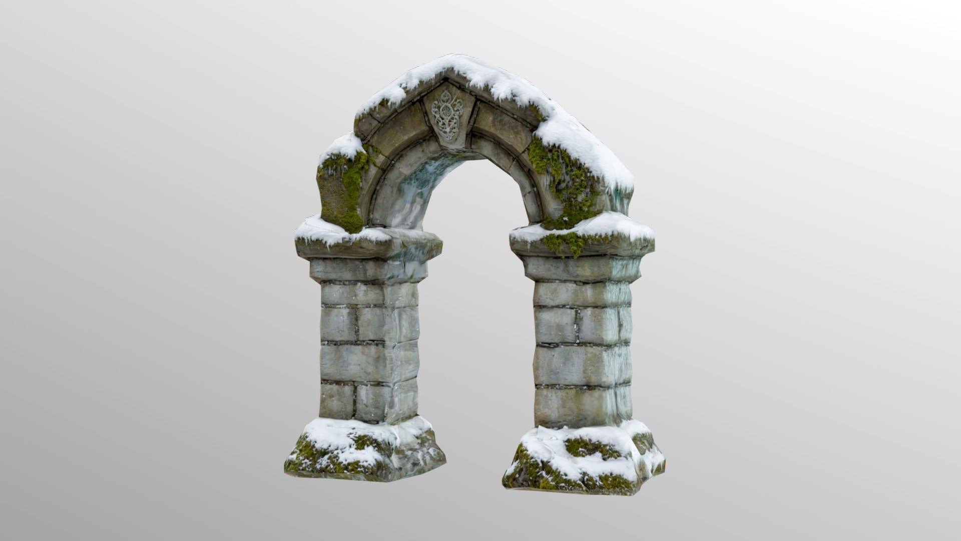 FREE Ultra-Low Poly Snowy Stone Arch
